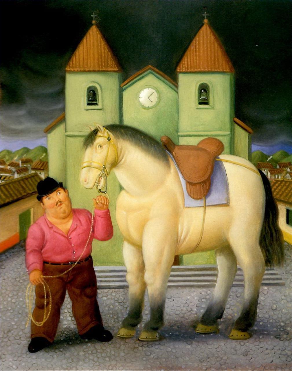 Homme et cheval 2 Fernando Botero Peintures à l'huile